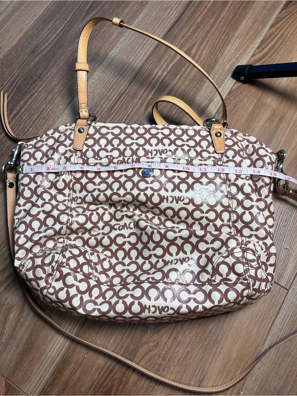 Coach coated came Op Art crossbody bag purse Y2K large C logo spellout shoulder